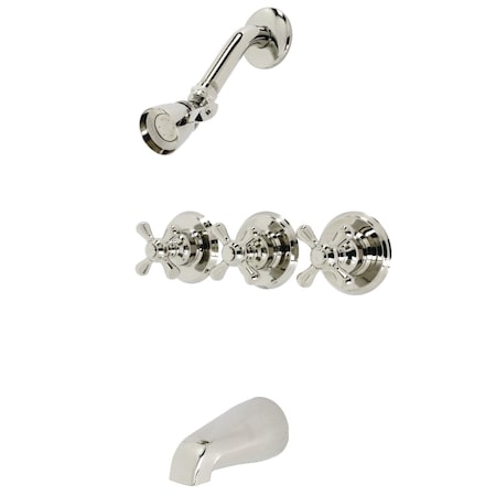 Kingston Brass KB236AXPN Three-Handle Tub and Shower Faucet, Polished Nickel KB236AXPN